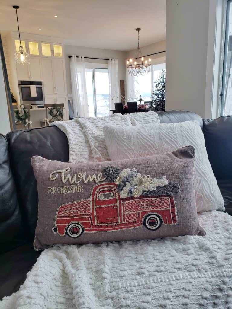 Christmas pillow old truck